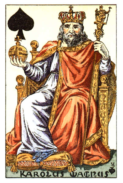 Charlemagne as the King of Spades in a card deck designed by Houbigant, ca. 1818